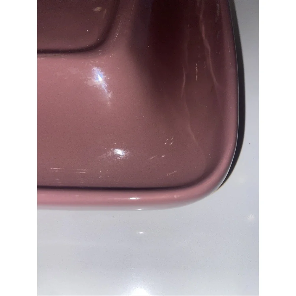 Haeger Pottery Square Rolled Edge Bowl Modern 2177 Rose Pink MCM 10.5